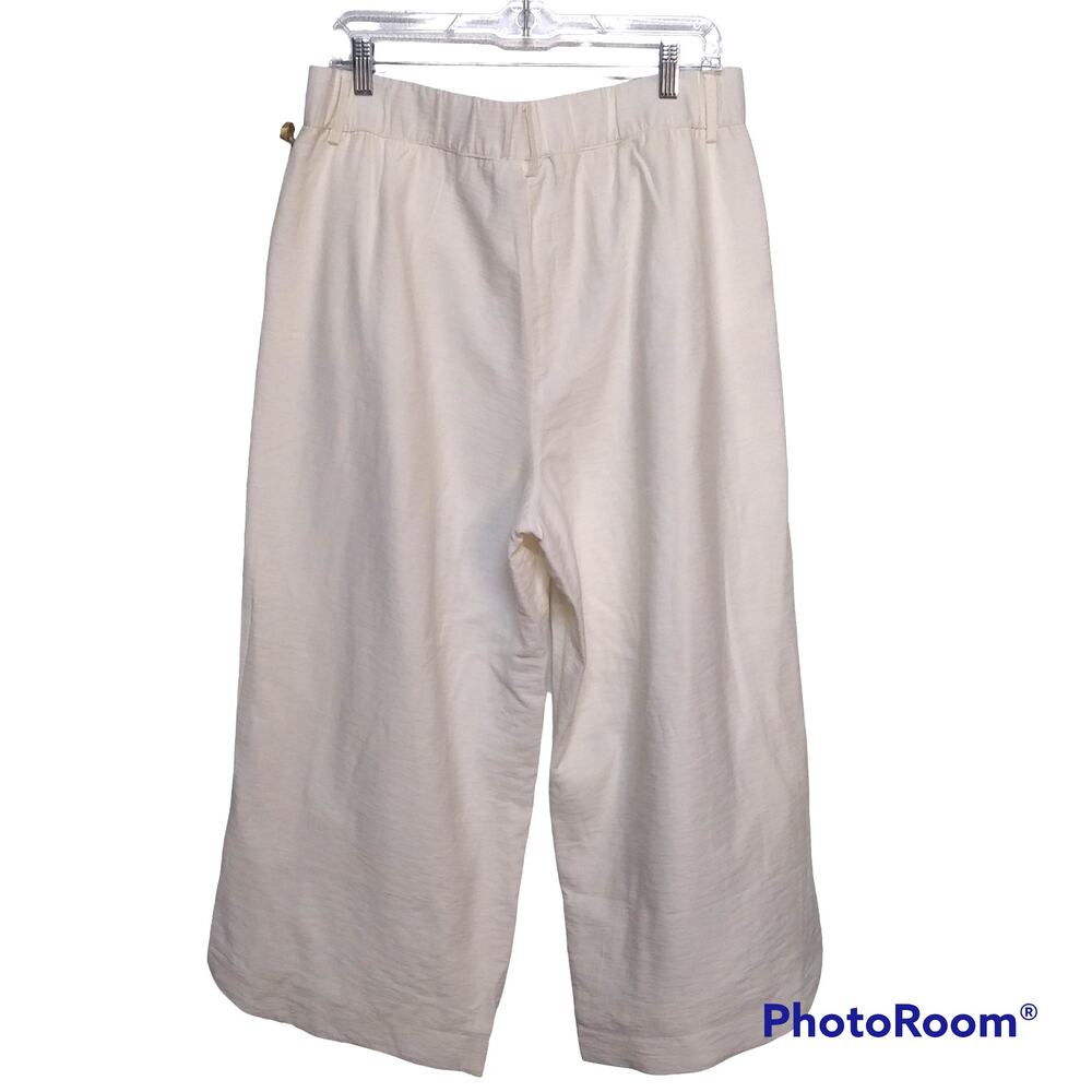 NWT Wide Leg Cropped Pants RYEGRASS SZ L crema - Picture 8 of 10